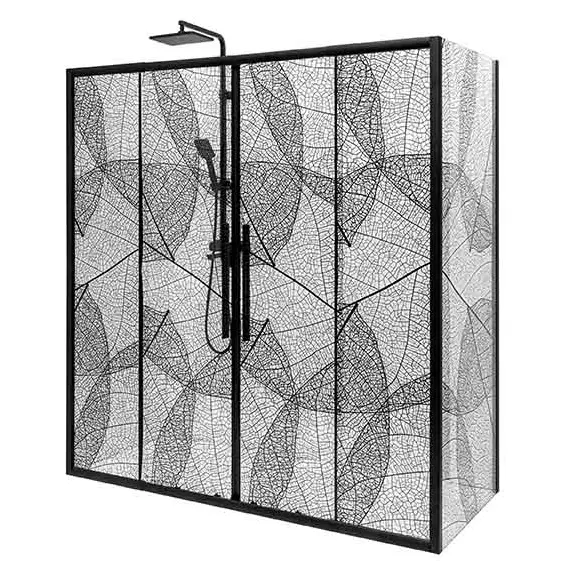 Душевое ограждение Avacan (170-190)х80 см FB2-170-SB80, чёрный/узор фото 3