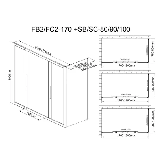 Душевое ограждение Avacan (170-190)х100 см FB2-170-SB100, чёрный/узор фото 15