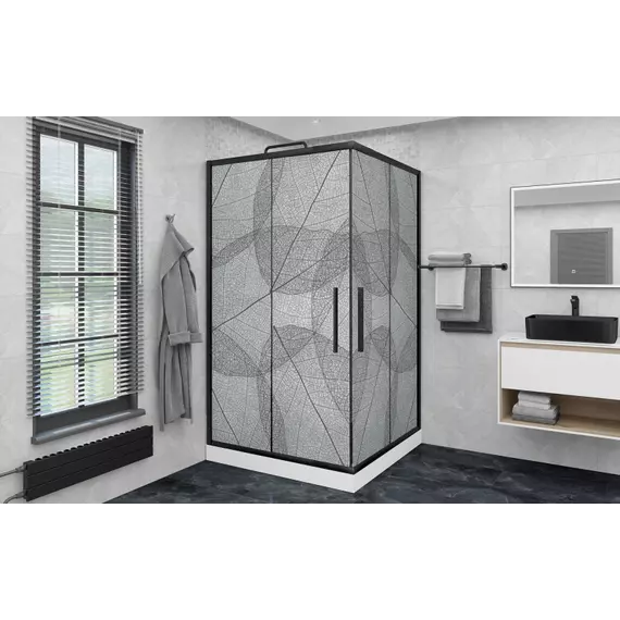 Душевое ограждение Avacan (100-110)х(100-110) см KB100MT, чёрный/матовое фото 2