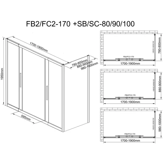 Душевое ограждение Avacan (170-190)х90 см FB2-170-SB90, чёрный/узор фото 15