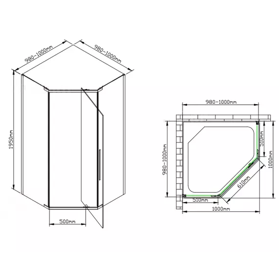 Душевое ограждение Avacan 100х100 см PB100MT, чёрный/матовое фото 8