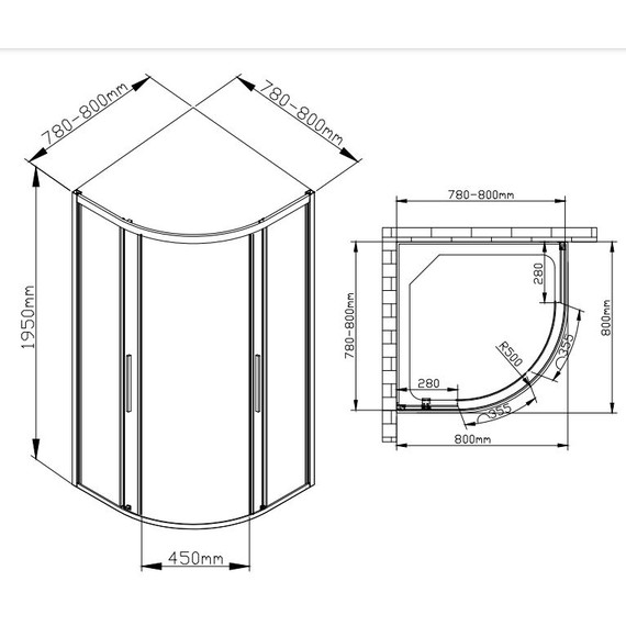 Душевое ограждение Avacan 80х80 см HB80, чёрный/узор фото 11