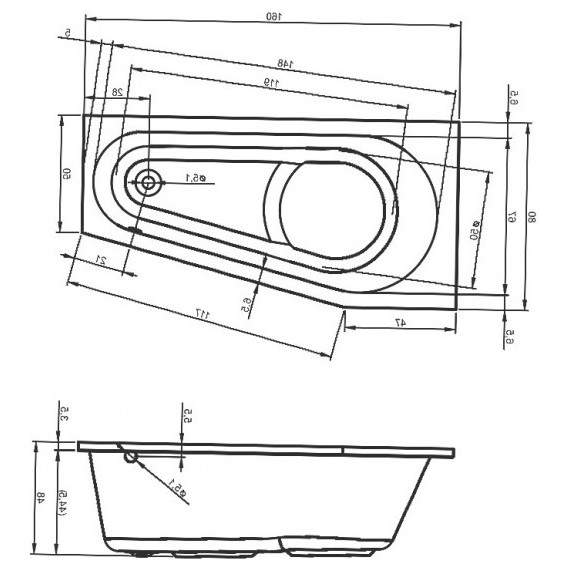 Ванна акриловая Riho DELTA 160x80 см BB8300500000000 L, Размер - мм: 1600х800 фото 6