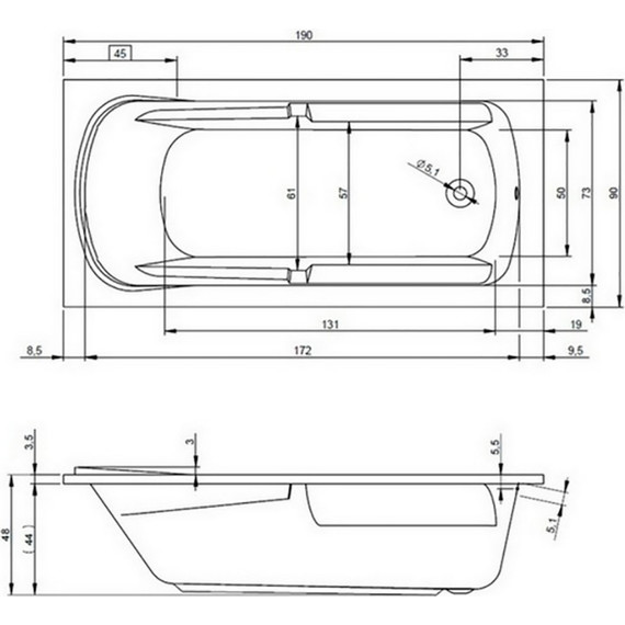 Ванна акриловая Riho FUTURE XL 190x90 см BC3200500000000 фото 5