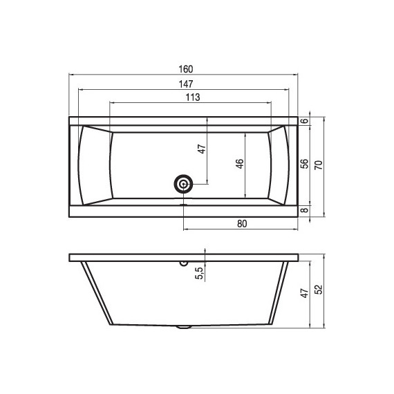 Ванна акриловая Riho JULIA 160x70 см BA7100500000000, Размер - мм: 1600х700 - 6 Ванна акриловая Riho JULIA 160x70 см BA7100500000000, Размер - мм: 1600х700 фото 6