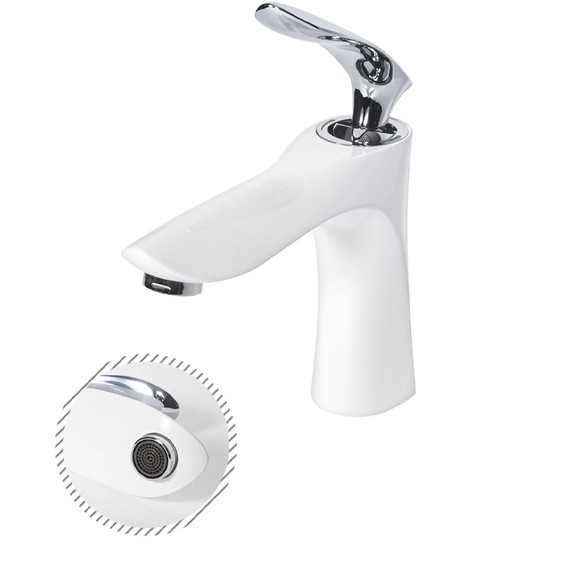 Смеситель для раковины Grocenberg GB2001WC, белый хром фото 3