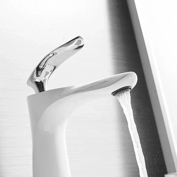 Смеситель для раковины Grocenberg GB2001WC, белый хром фото 5