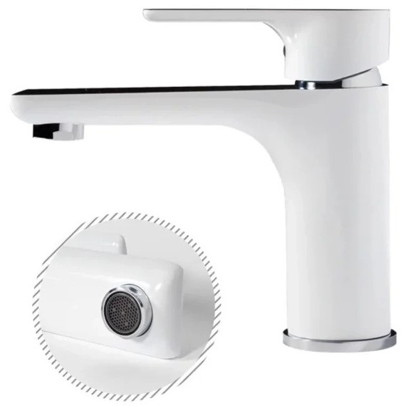 Смеситель для раковины Grocenberg GB2009WC, белый хром фото 5