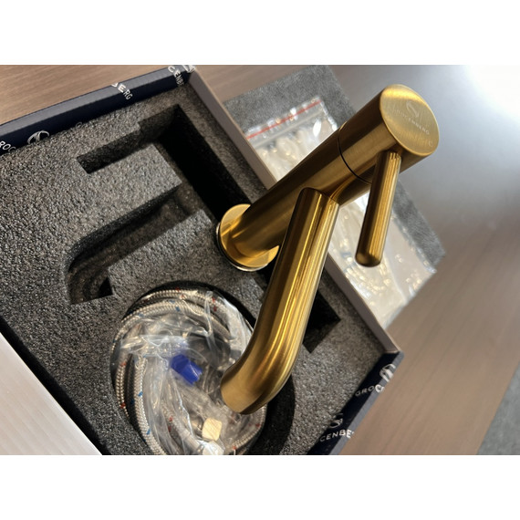 Смеситель для раковины Grocenberg GB2099GL, золотой брашированный фото 7