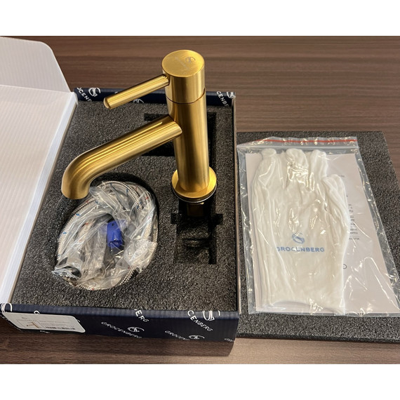 Смеситель для раковины Grocenberg GB2099GL, золотой брашированный фото 4