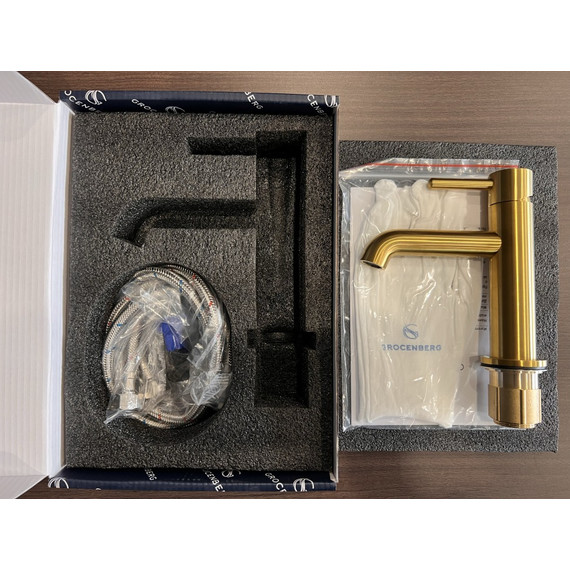 Смеситель для раковины Grocenberg GB2099GL, золотой брашированный фото 6