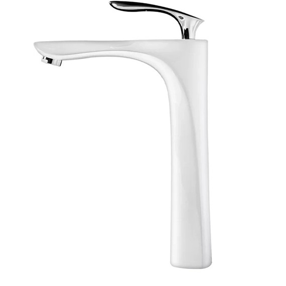 Смеситель для умывальника высокий Grocenberg GB3001WC, белый хром фото 2