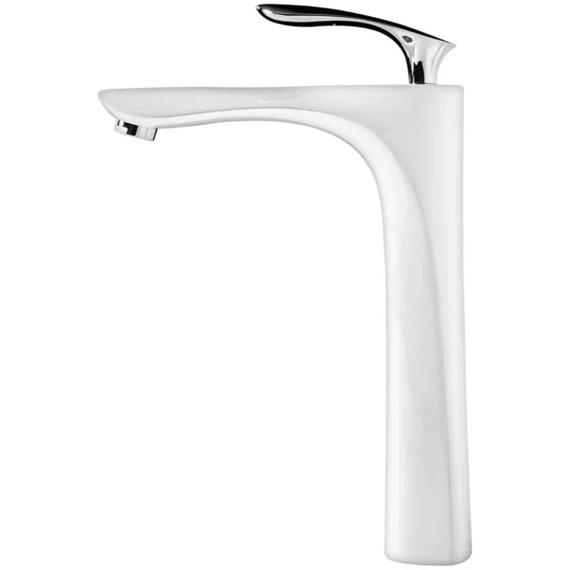 Смеситель для умывальника высокий Grocenberg GB3001WC, белый хром фото 3