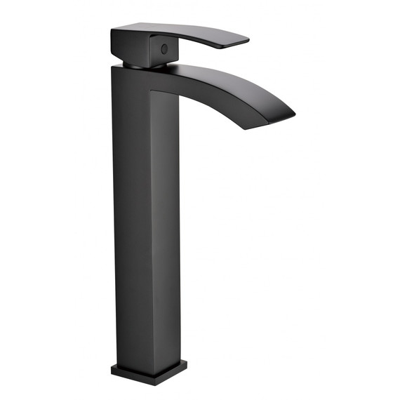 Смеситель для умывальника высокий Grocenberg GB3007BL, чёрный матовый фото 3