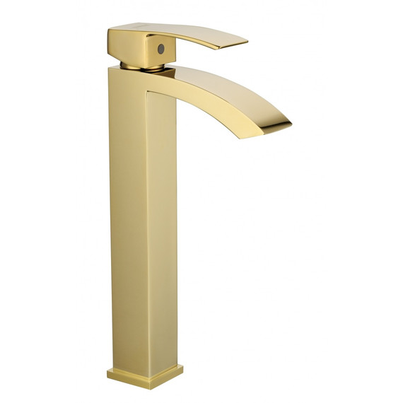 Смеситель для умывальника высокий Grocenberg GB3007GO, золото фото 