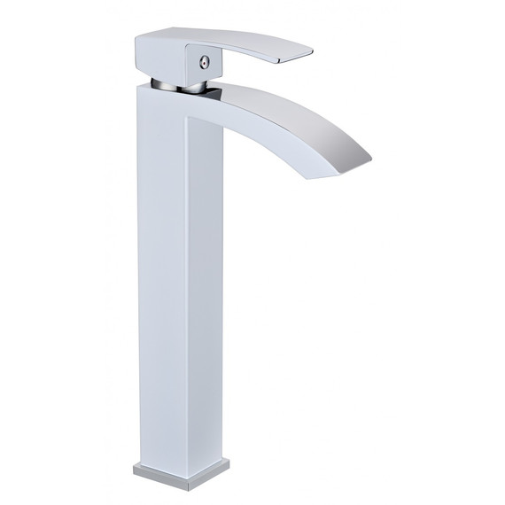 Смеситель для умывальника высокий Grocenberg GB3007WC, белый хром фото 3