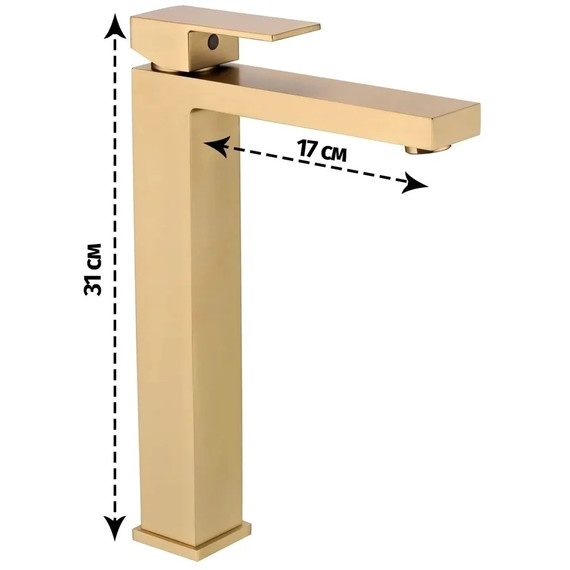 Смеситель для умывальника высокий Grocenberg GB3008MG, матовое золото фото 5