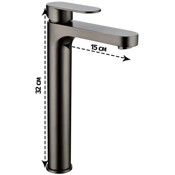 Смеситель для умывальника высокий Grocenberg GB3011BG, графит фото 2