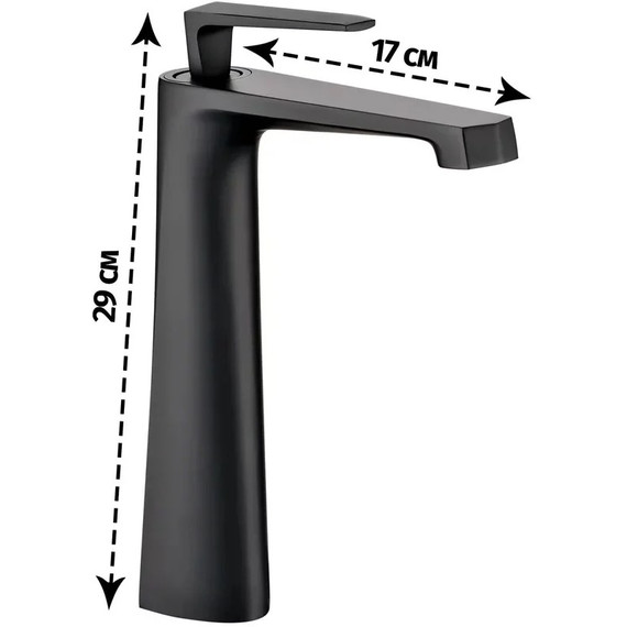 Смеситель для умывальника высокий Grocenberg GB3025BL, чёрный матовый фото 4