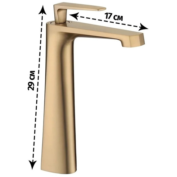 Смеситель для умывальника высокий Grocenberg GB3025MG, матовое золото фото 4