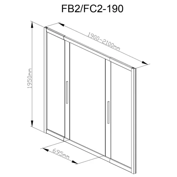 Душевая дверь Avacan (190-210) см FB2-190MT, чёрный/матовое - 9 Душевая дверь Avacan (190-210) см FB2-190MT, чёрный/матовое фото 9
