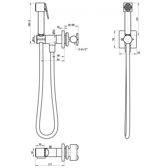 Набор для гигиенического душа Grocenberg GB005CR (со скрытой частью) - 2 Набор для гигиенического душа Grocenberg GB005CR (со скрытой частью) фото 2