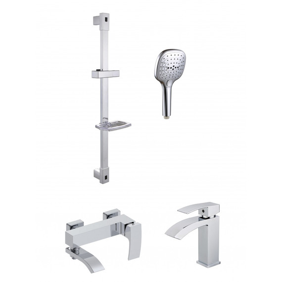 Набор смесителей 3 в 1 для ванны с коротким изливом Grocenberg GB1007CR фото 