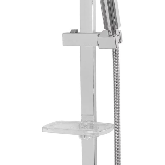 Набор смесителей 3 в 1 для ванны с коротким изливом Grocenberg GB1007WC, белый хром фото 2