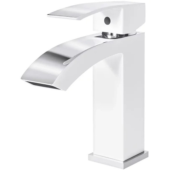 Набор смесителей 3 в 1 для ванны с коротким изливом Grocenberg GB1007WC, белый хром фото 4