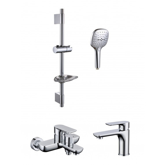 Набор смесителей 3 в 1 для ванны с коротким изливом Grocenberg GB1009CR фото 