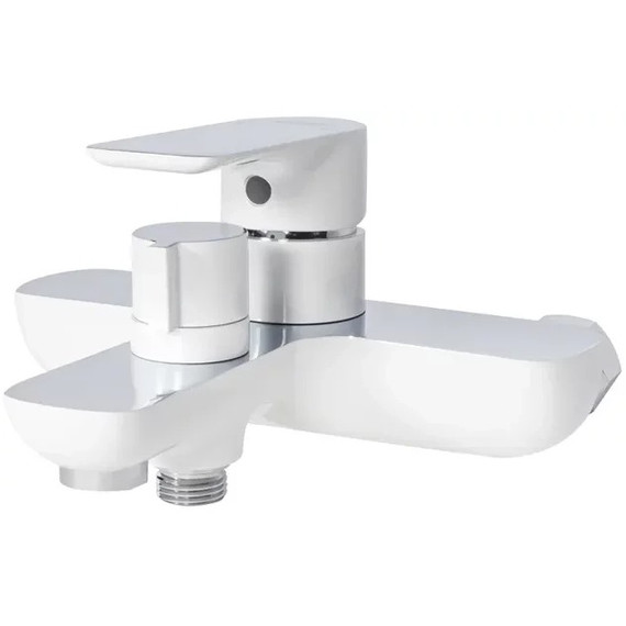 Набор смесителей 3 в 1 для ванны с коротким изливом Grocenberg GB1009WC, белый хром фото 2