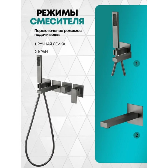 Смеситель для ванны Grocenberg GB5060BG, графит - 5 Смеситель для ванны Grocenberg GB5060BG, графит фото 5