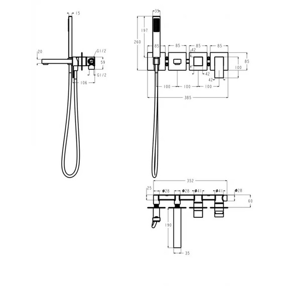 Смеситель для ванны Grocenberg GB5060MG, матовое золото - 6 Смеситель для ванны Grocenberg GB5060MG, матовое золото фото 6