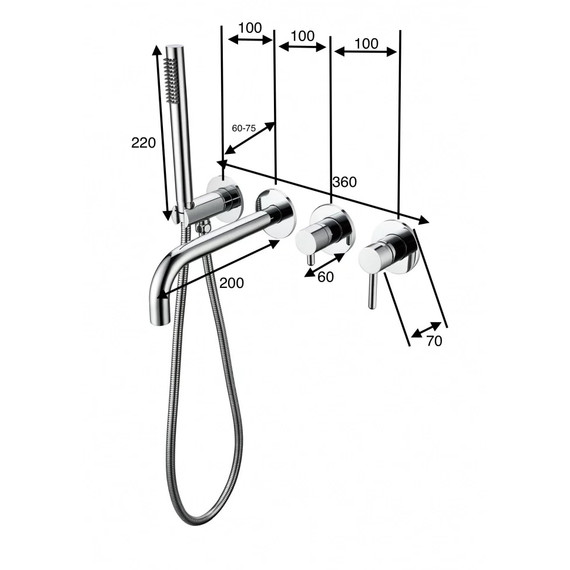 Смеситель для ванны Grocenberg GB5070BG, графит - 2 Смеситель для ванны Grocenberg GB5070BG, графит фото 2