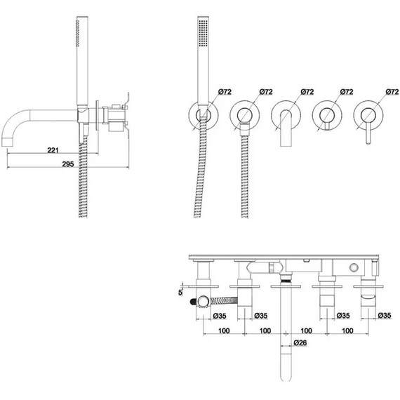 Смеситель для ванны Grocenberg GB5070BG, графит - 4 Смеситель для ванны Grocenberg GB5070BG, графит фото 4