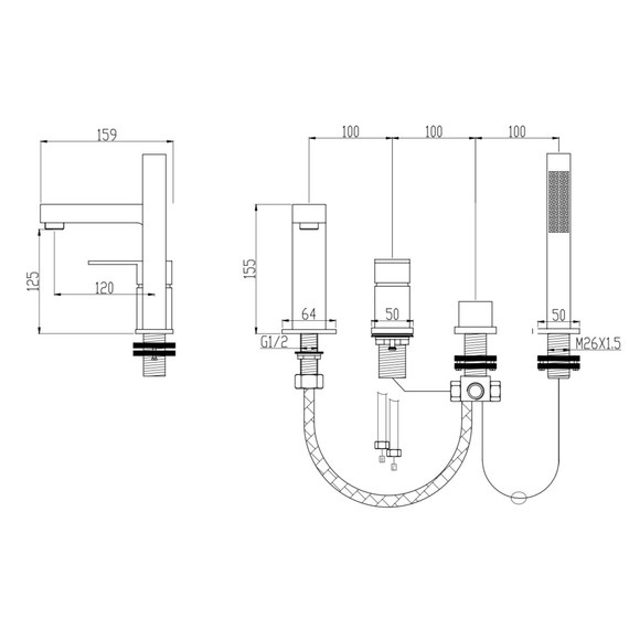 Смеситель для ванны Groсenberg GB6008-1NK, никель фото 2