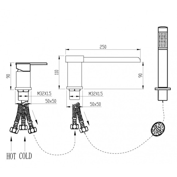 Смеситель для ванны Groсenberg GB6008-2BL, чёрный матовый фото 6
