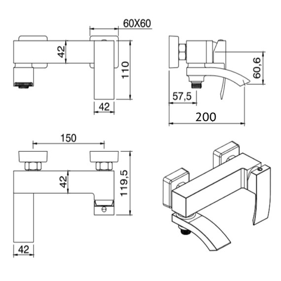 Смеситель для ванны Grocenberg GB8007GO, золото фото 5