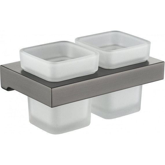 Двойной стакан для зубных щеток Grocenberg AC0022BG, цвет графит -  Двойной стакан для зубных щеток Grocenberg AC0022BG, цвет графит фото