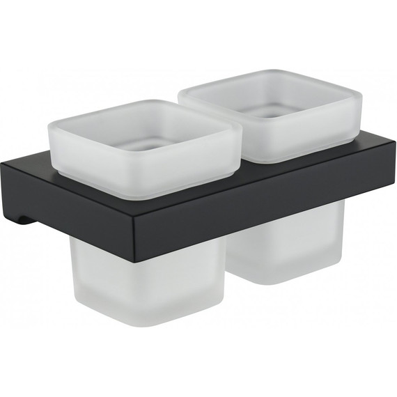 Двойной стакан для зубных щеток Grocenberg AC0022BL, цвет чёрный матовый -  Двойной стакан для зубных щеток Grocenberg AC0022BL, цвет чёрный матовый фото