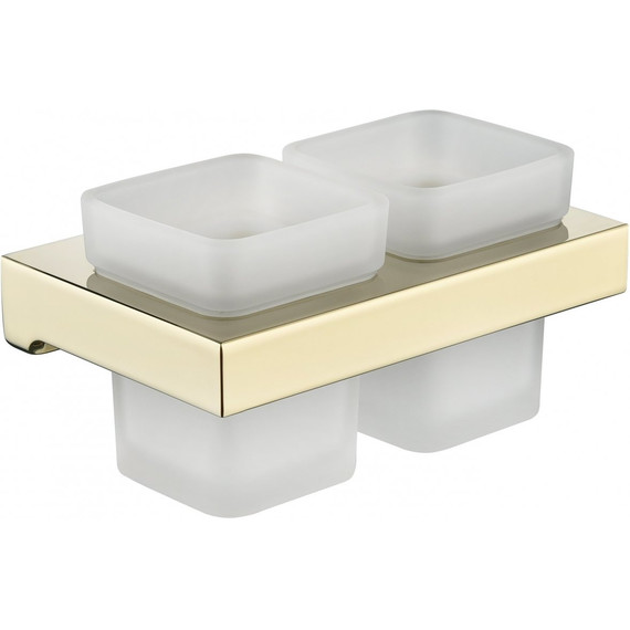 Двойной стакан для зубных щеток Grocenberg AC0022GO, цвет золото -  Двойной стакан для зубных щеток Grocenberg AC0022GO, цвет золото фото