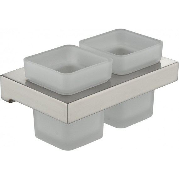 Двойной стакан для зубных щеток Grocenberg AC0022NK, цвет никель -  Двойной стакан для зубных щеток Grocenberg AC0022NK, цвет никель фото