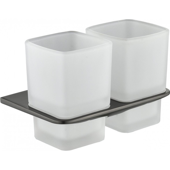 Двойной стакан для зубных щеток Grocenberg AC0056BG, цвет графит -  Двойной стакан для зубных щеток Grocenberg AC0056BG, цвет графит фото