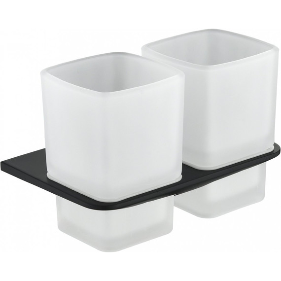 Двойной стакан для зубных щеток Grocenberg AC0056BL, цвет чёрный матовый -  Двойной стакан для зубных щеток Grocenberg AC0056BL, цвет чёрный матовый фото