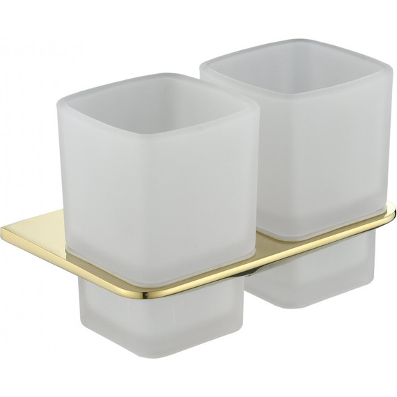 Двойной стакан для зубных щеток Grocenberg AC0056GO, цвет золото -  Двойной стакан для зубных щеток Grocenberg AC0056GO, цвет золото фото