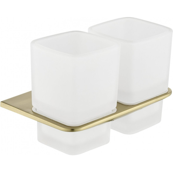 Двойной стакан для зубных щеток Grocenberg AC0056MG, цвет матовое золото -  Двойной стакан для зубных щеток Grocenberg AC0056MG, цвет матовое золото фото