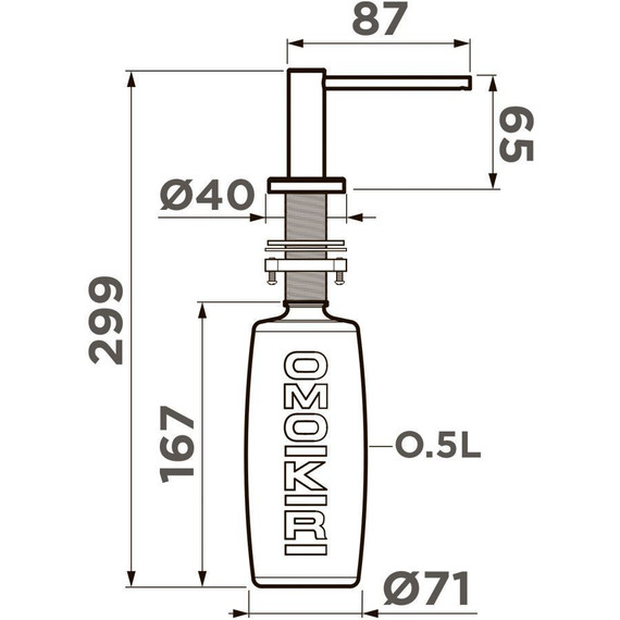 Дозатор для моющего средства Omoikiri OM-10 GM 4995108, вороненая сталь фото 2