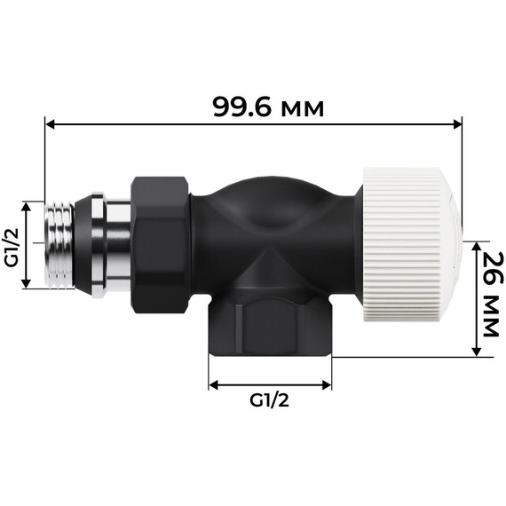Вентиль термостатический осевой Royal Thermo Design 1/2"М30х1,5 RATVDO11212BL, чёрный фото 6