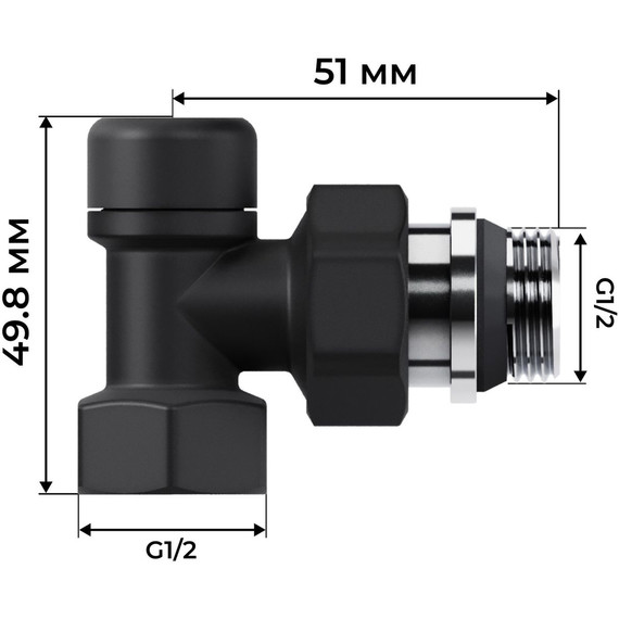 Вентиль термостатический осевой Royal Thermo Design 1/2"М30х1,5 RATVDO11212BL, чёрный фото 7
