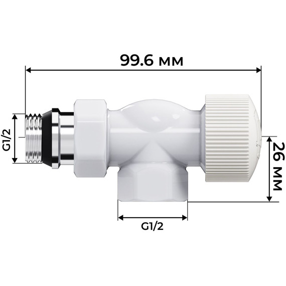 Вентиль термостатический осевой Royal Thermo 1/2"М30х1,5 RATVDO11212WH, белый фото 7